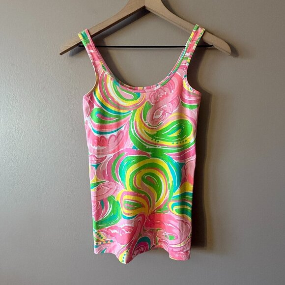 Women's XS Lilly Pulitzer Tabbie Tank Multi All Nighter Flamingo Print - Picture 2 of 6